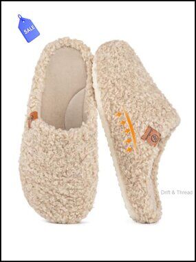 Slip On Slippers Faux Fur Lined Anti-Slip Indoor Outdoor House Shoes